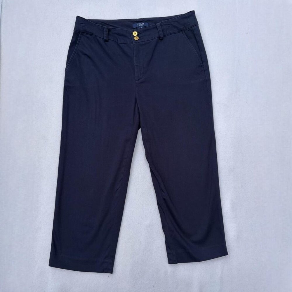 Chaps Navy Blue Cotton Capri Pedal Pusher Pants Sz 8 Fall Autumn Capris Casual